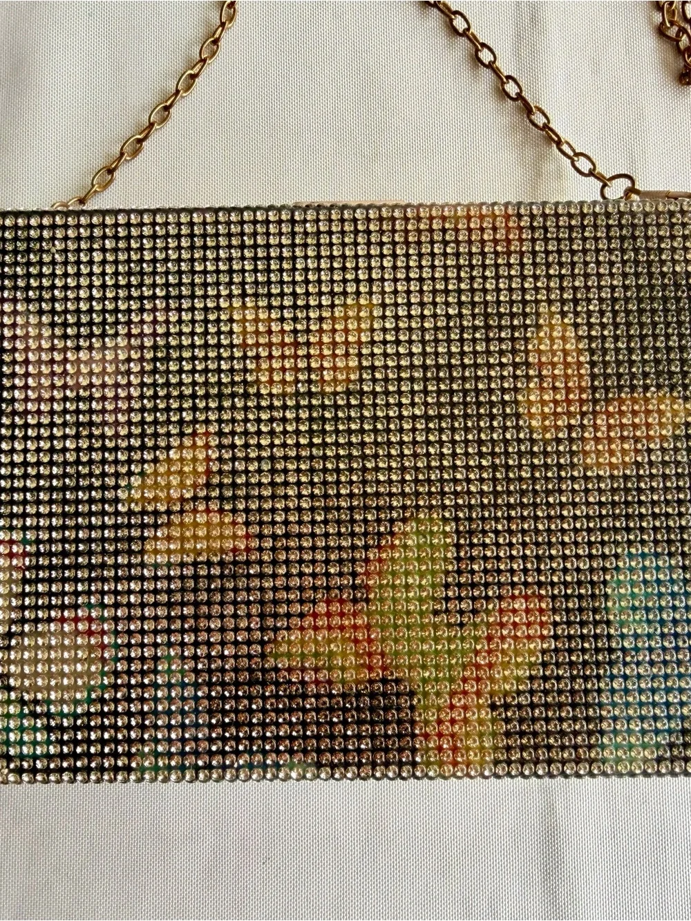 Natasha Butterfly Box Clutch with Glass Stones & Metal and Chain Strap